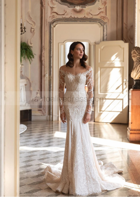 Beaded Ivory Embroidered Lace Tulle Fantastic Wedding Dress Beaded Ivory Embroidered Lace Tulle Fantastic Wedding Dress